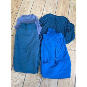 Mandala Scrub Bundle 2 Joggers 2 Underscrub Tops Royal Harbor Blue XS M Set
